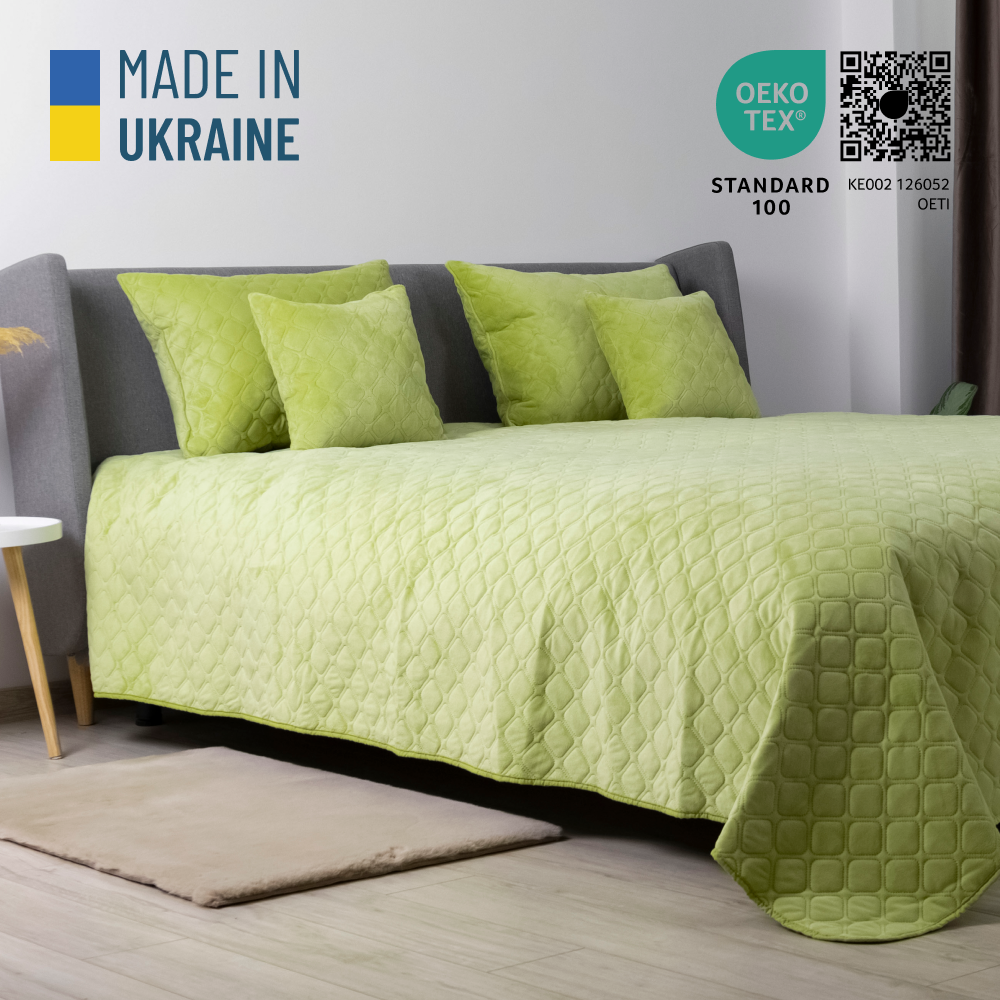 Покривало ТЕП VELOUR ромб круглий 150x210 см Салатовий (item9681) - фото 7