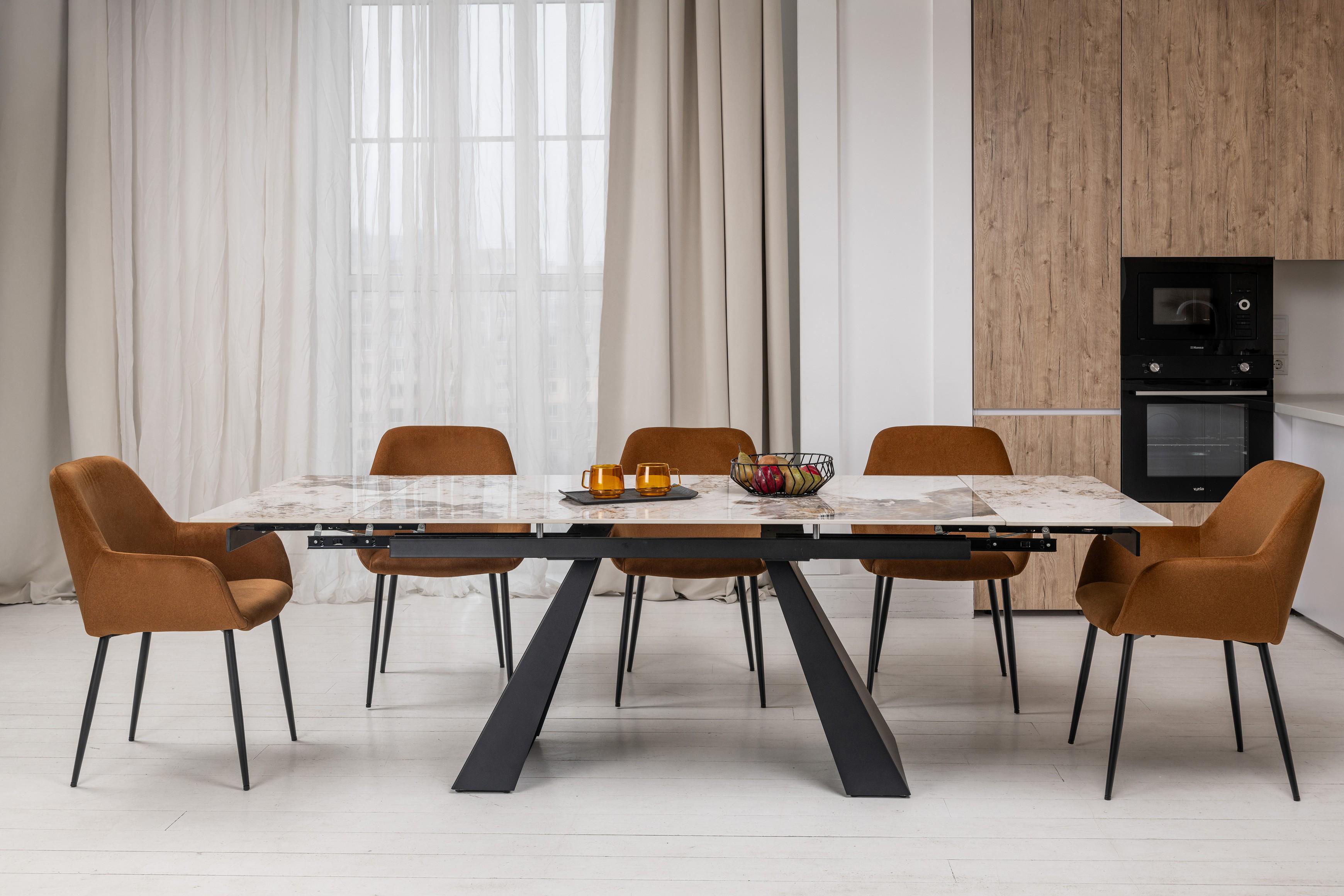 Стол обеденный раздвижной Vetro Mebel Чезаре 1600-2400x900x760 мм Патагония/Черный (TМL-1100) - фото 5 Стол обеденный раздвижной Vetro Mebel Чезаре 1600-2400x900x760 мм Патагония/Черный (TМL-1100) - фото 5