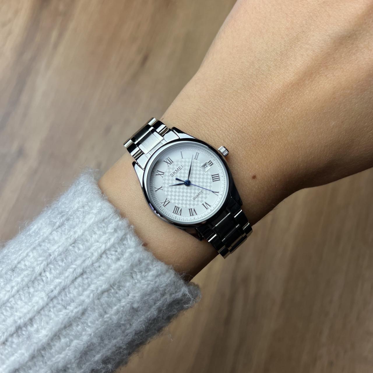 Годинник жіночий металевий Skmei з датою Сріблястий (z071-1) - фото 2 Годинник жіночий металевий Skmei з датою Сріблястий (z071-1) - фото 2