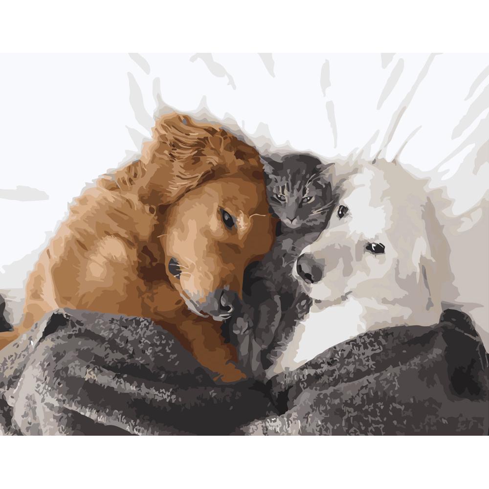 Картина по номерам Strateg Премиум Усатая семейка 40х50 см (GS408)