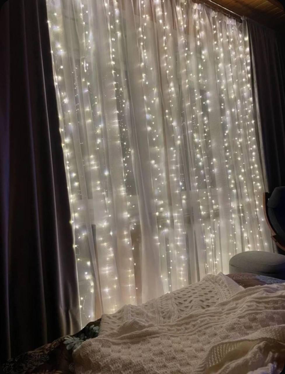 Гірлянда світодіодна Роса хвойна лапа/мішура/павутиння 3 на 3 м 750 ламп від USB 8 режимів пульт керування теплий білий (28673644) - фото 5