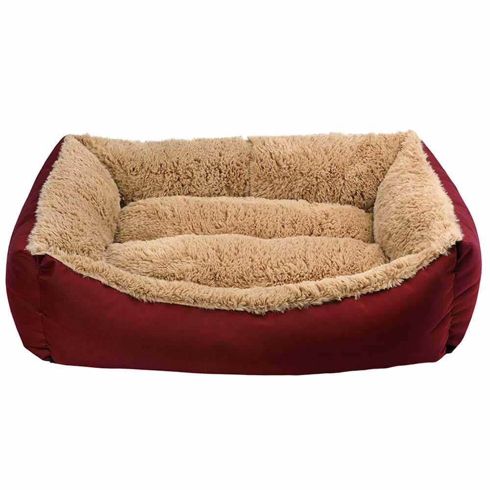 Лежак для животных Jellybean прямоугольный 95х70х22 см XL Бордовый/Бежевый (VR07/1165) - фото 1