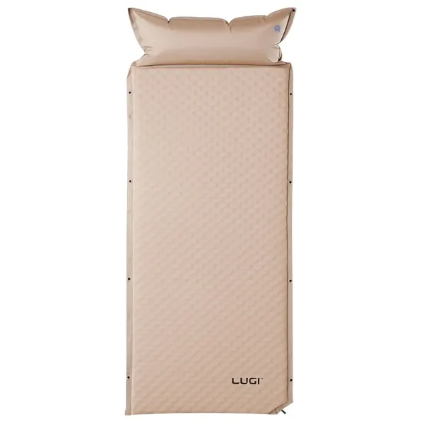 Матрас надувной походный для сна с подушкой 190х65х3 см Бежевый (LU-026)