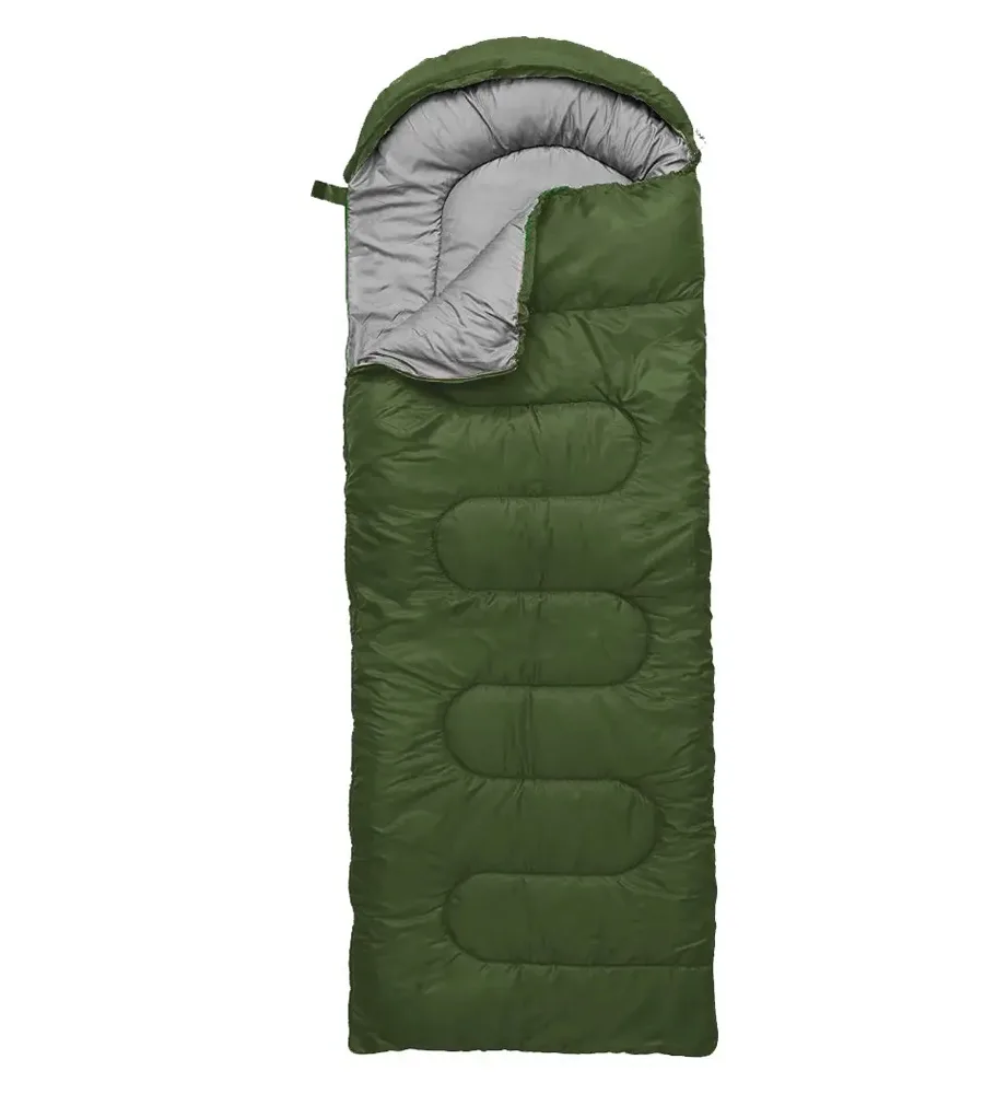 Спальный мешок с капюшоном 2,1x75 см Темно-зеленый (5-1-15740)
