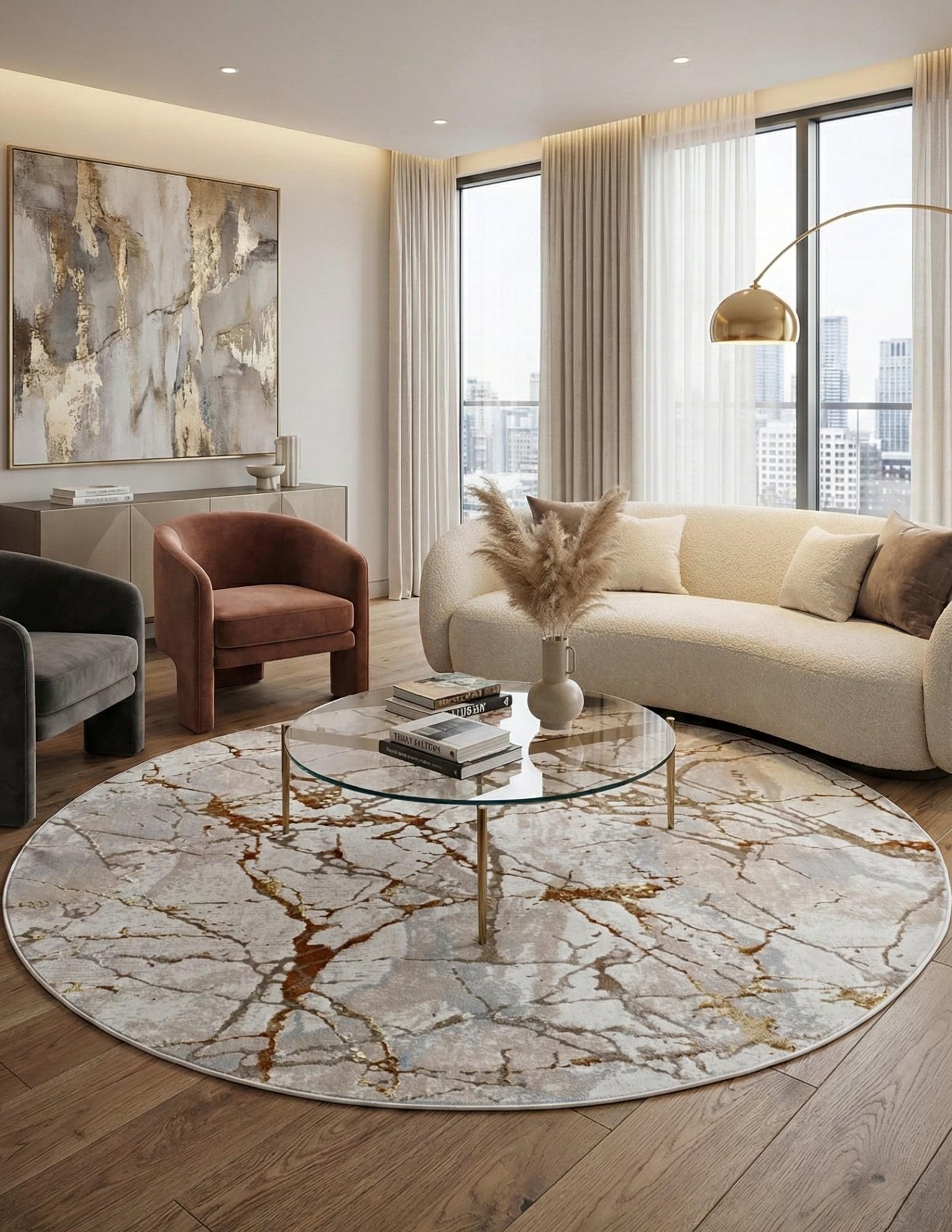 Килим з коротким ворсом Palermo MZ34B коло 150x150 см Cream (98981515)