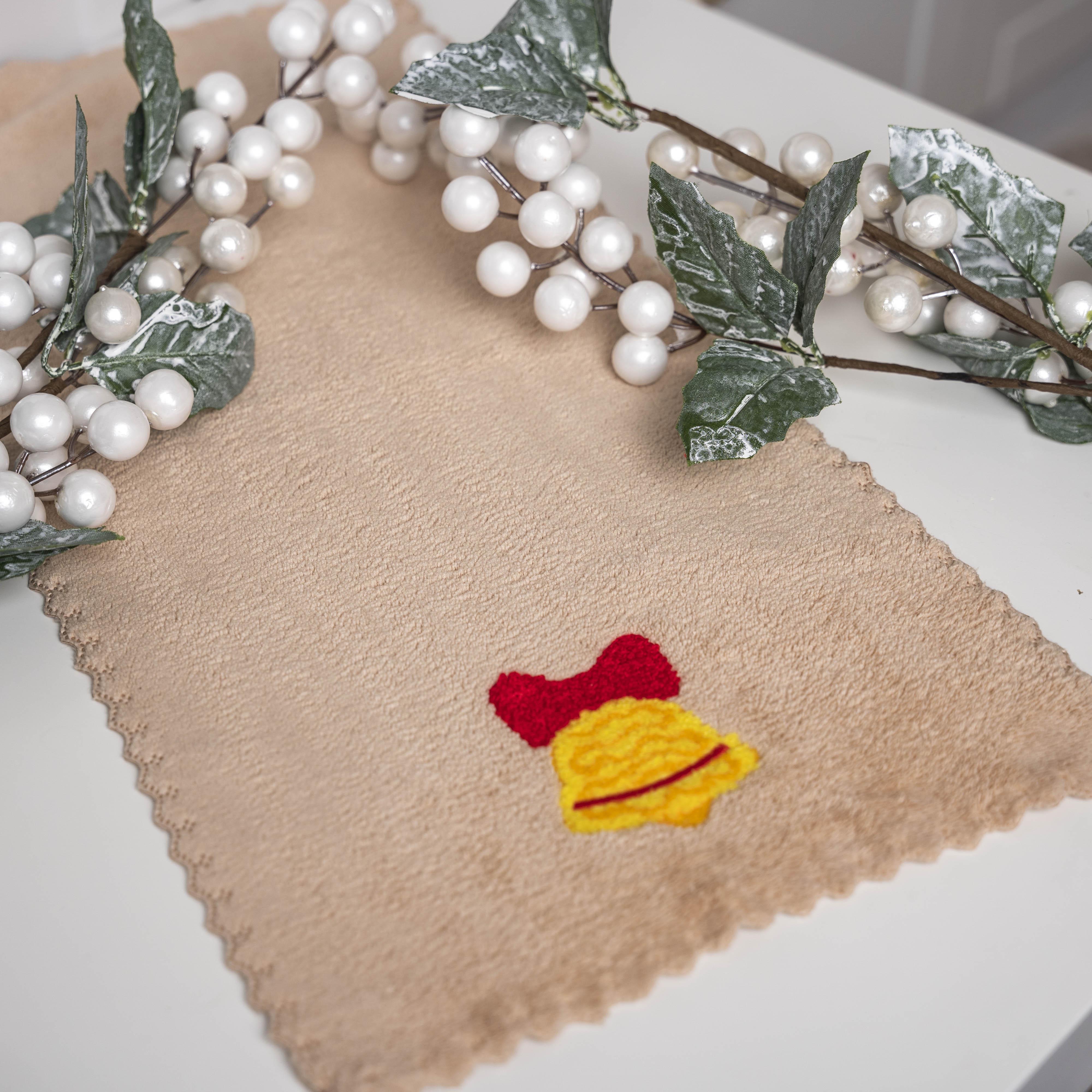 Рушник кухонний Новий рік 25x50 см Бежевий (88857)