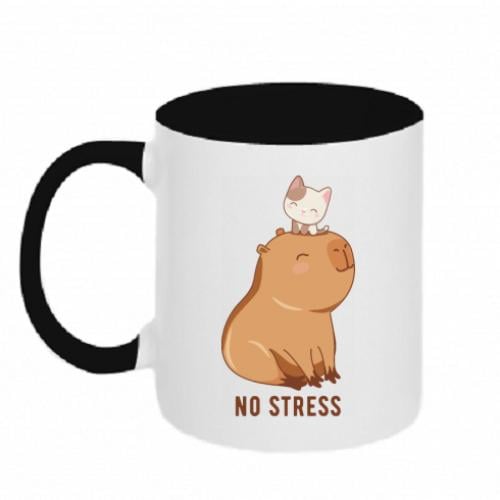 Чашка керамічна двоколірна Капібар No Stress 320 мл Чорно-білий (12738570-17-181646) Чашка керамічна двоколірна Капібар No Stress 320 мл Чорно-білий (12738570-17-181646)