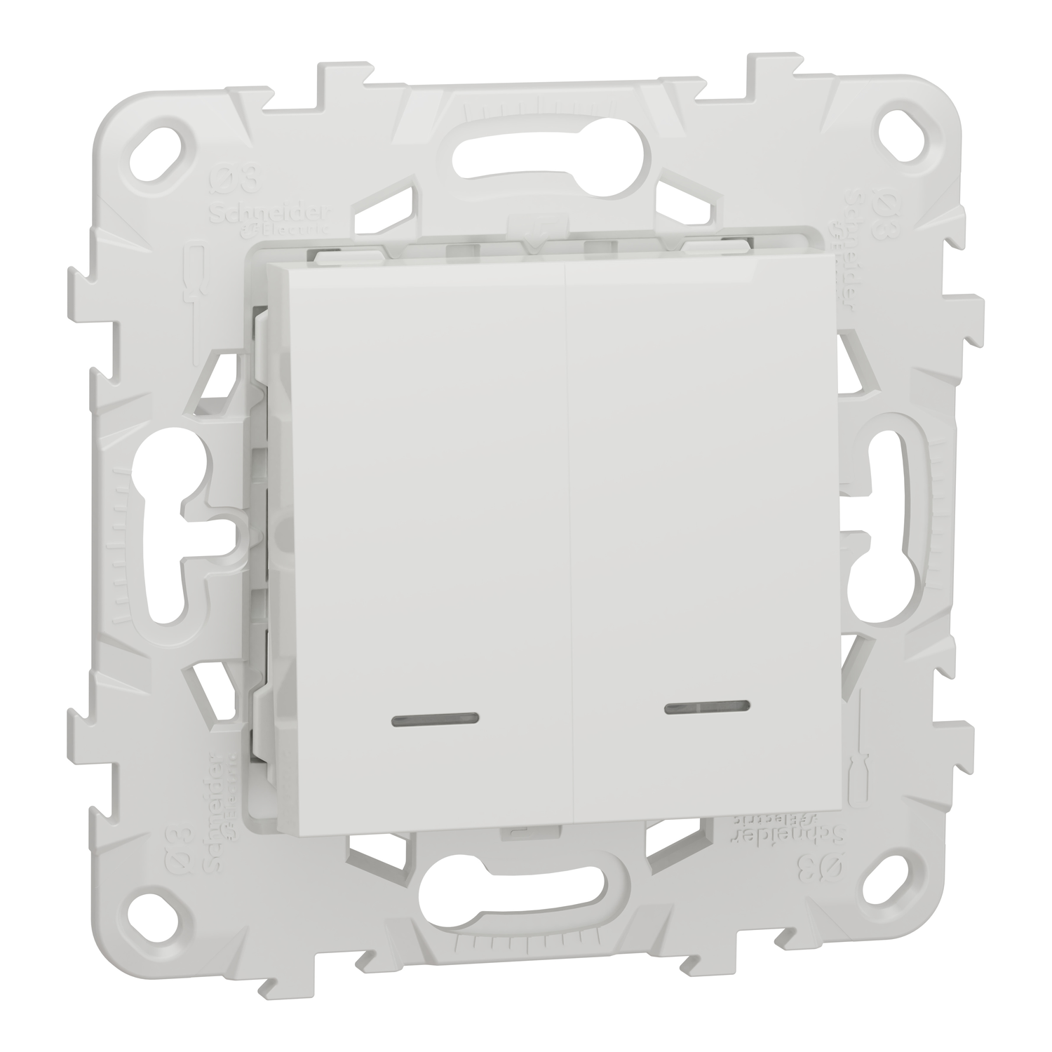 Вимикач двоклавішний Schneider Electric Unica New 2хсх.1а з підсвічуванням 10А Білий (NU521118N) Вимикач двоклавішний Schneider Electric Unica New 2хсх.1а з підсвічуванням 10А Білий (NU521118N)