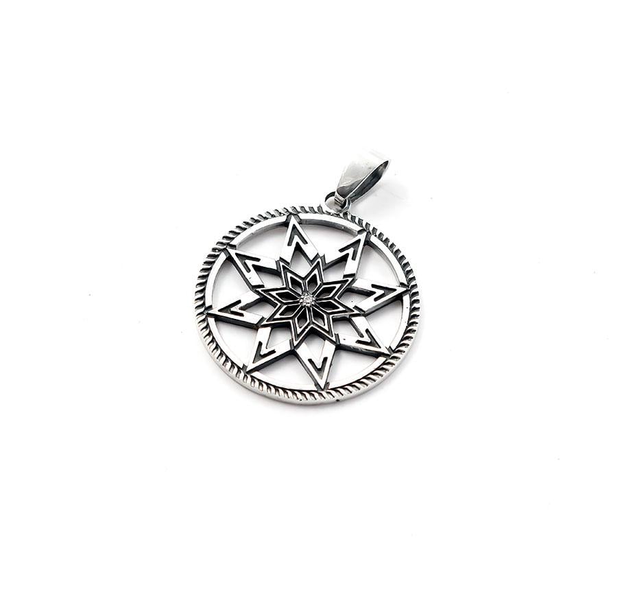 Кулон оберег Maxi Silver 7589 Алатырь с фианитом (87589)