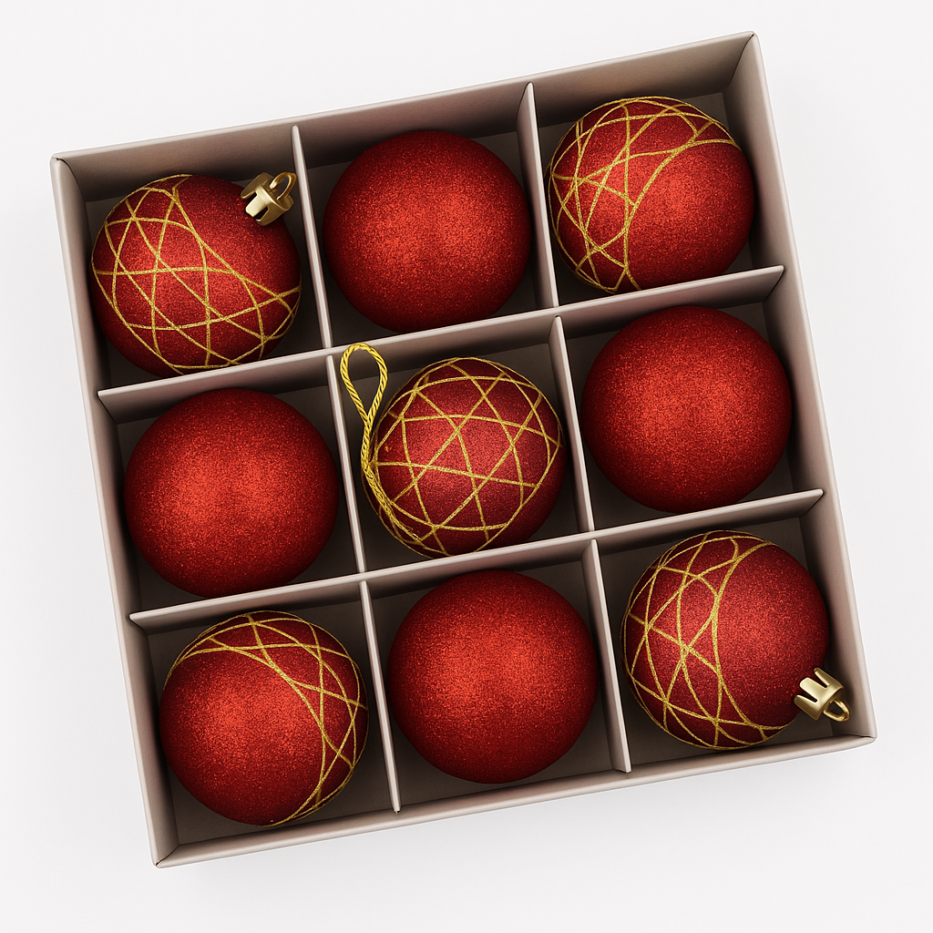 Шарики елочные новогодние Магическая-новогодняя M47879 пластиковые 6 см 9 шт. (584929)