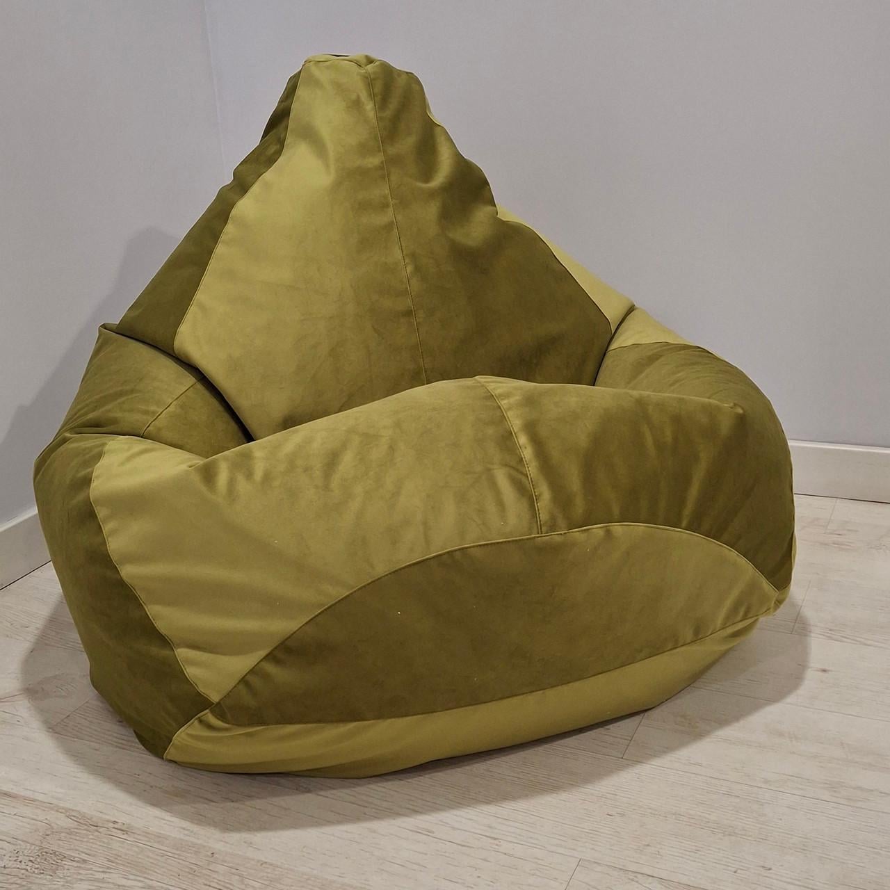 Бескаркасное кресло-мешок SkyPuff MEGA Груша Велюр Florida XXXL 160х120 см Green (160112)