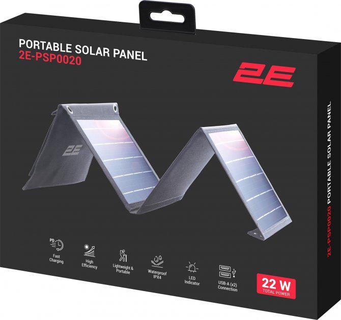 Солнечная панель портативная 2E 22 Вт 2хUSB-A 5 V 2,4 A - фото 7