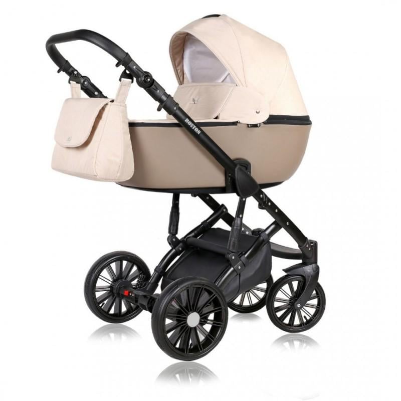 Коляска Quali Prado P345 универсальная с дождевиком и чехлом на ножки 2в1 Бежевый/Коричневый