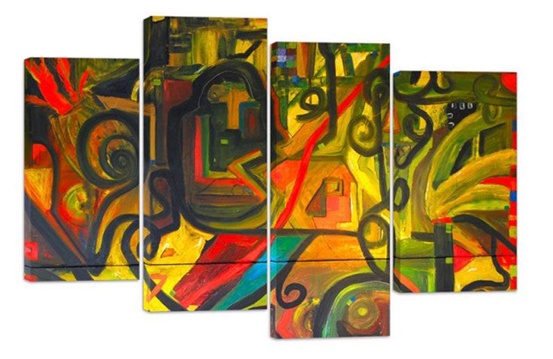 Модульная картина KIL Art Сложные линии на холсте из четырех частей 129x90 см (M4_L_409)