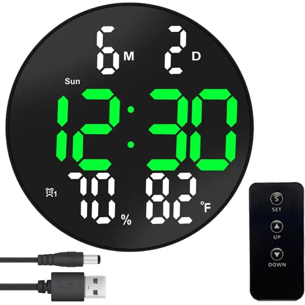 Часы электронные настенные DS-3813L 26 см USB с ночным режимом и пультом ДУ/3 уровня яркости на батарейках ААА Черный (opt-103334)