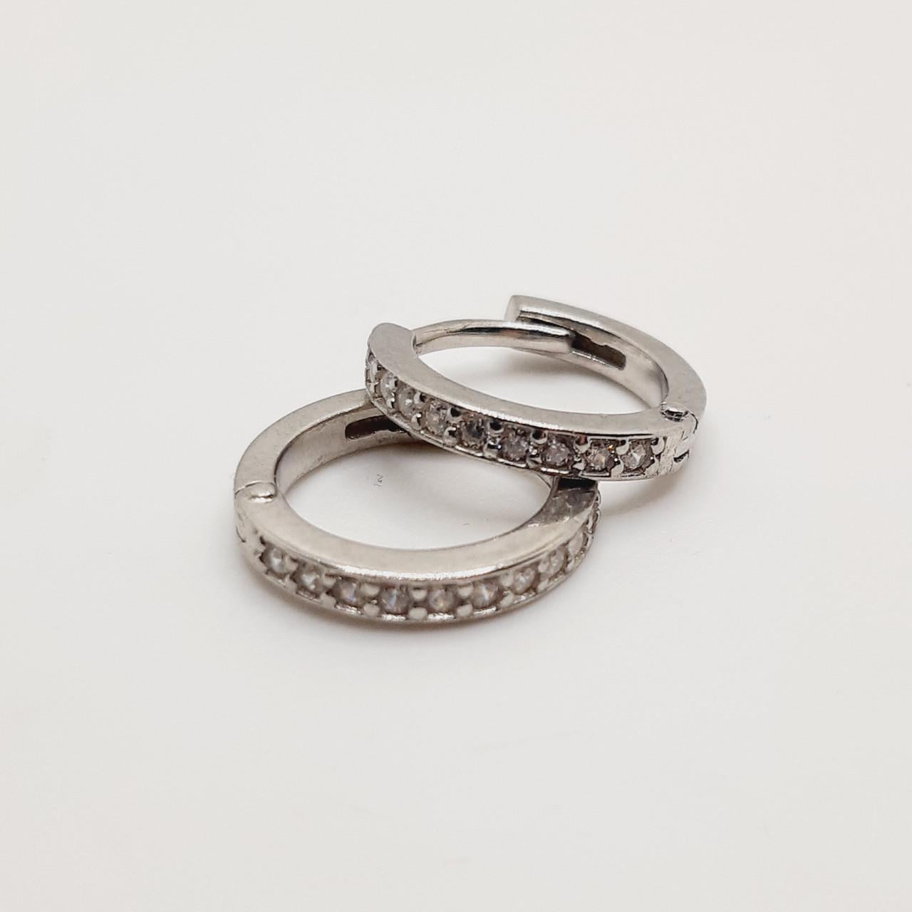 Серьги серебро кольца родий 1,3 см 925° 1,65 г (1571)