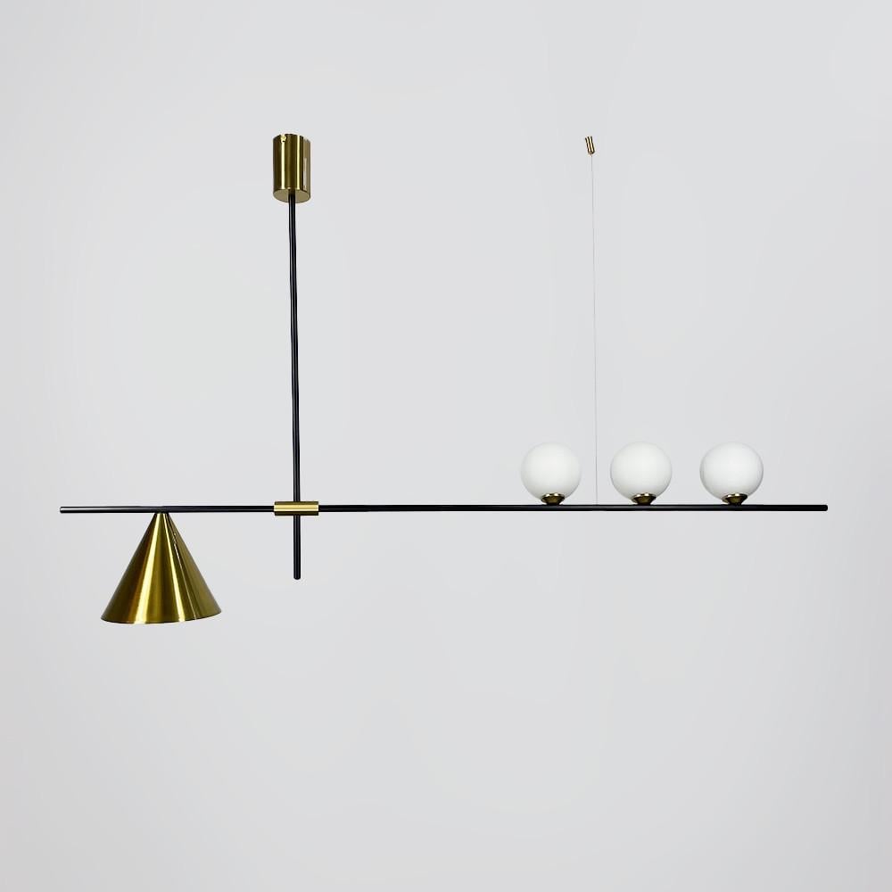 Люстра удлиненная с латунными деталями на 4 плафона Черный (MJ87/4 BK/AB)