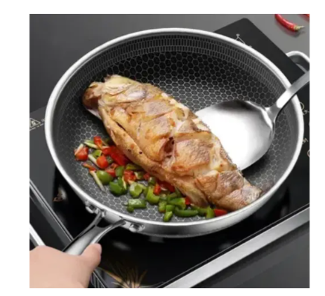 Сковорода зі скляною кришкою Bohmann з нержавіючої сталі з стільниковою структурою 22 см (BP 4000-22) - фото 4