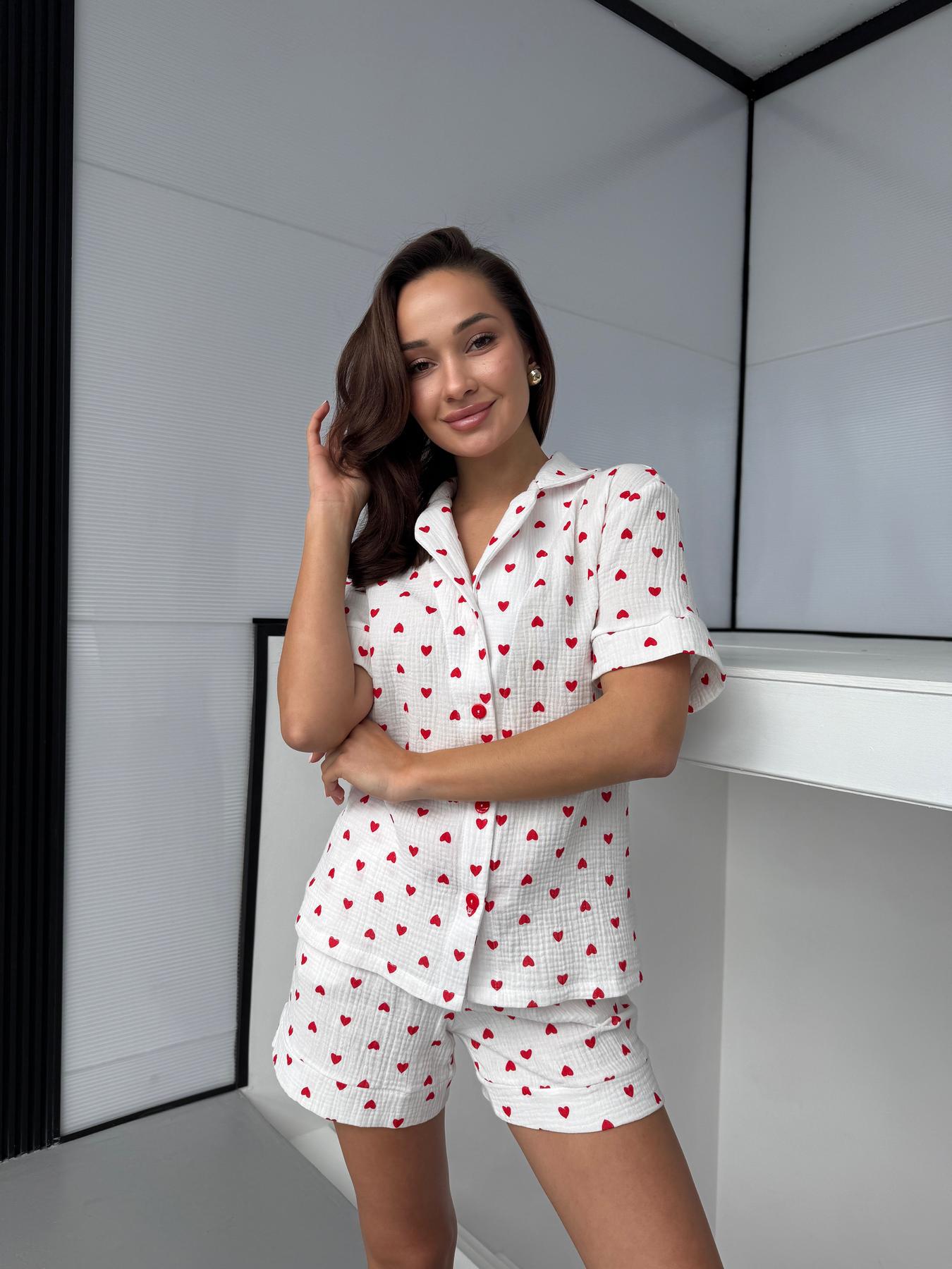 Пижама женская муслиновая COSY Сердца XL Красный/Белый (M252PS1) - фото 4