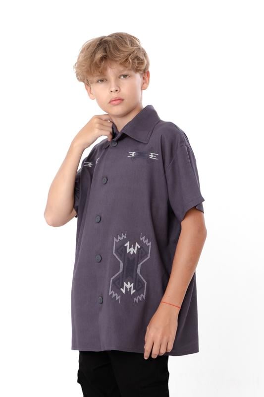 Сорочка для хлопчика підліткова Носи Своє з коротким рукавом 158 см Антрацит (6475-070-22-1)