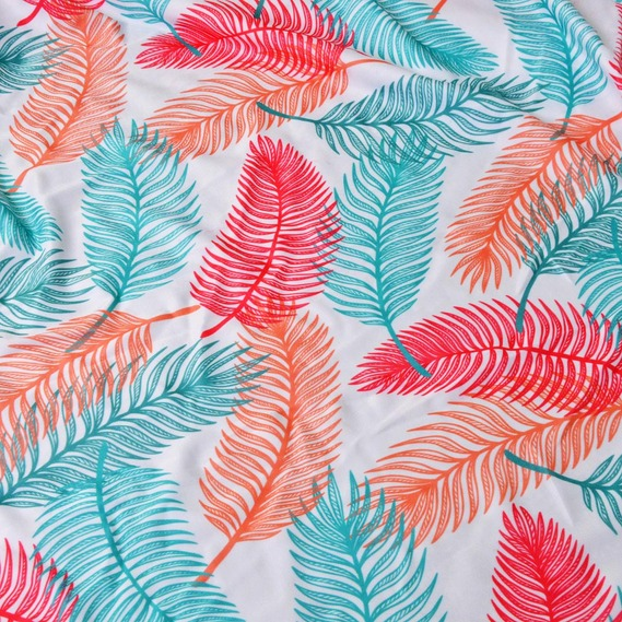 Ткань бифлекс набивная IDEIA Листья 1,5 м Бирюзовый/Красный (2200004172118)