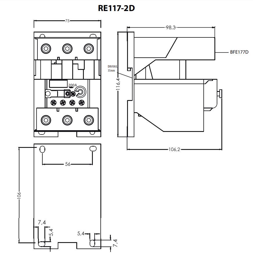 Реле тепловое ETI RE117.2D-112 90-112 A для CEM112Е (4646422) - фото 2