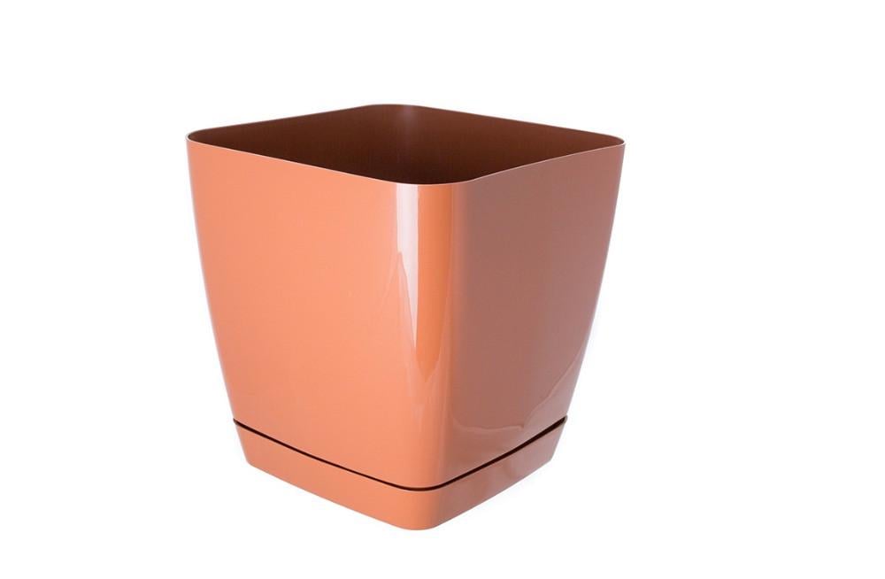 Горщик для квітів з підставкою Form-Plastic Тоскана квадратний 5 л 19х18 см Теракот