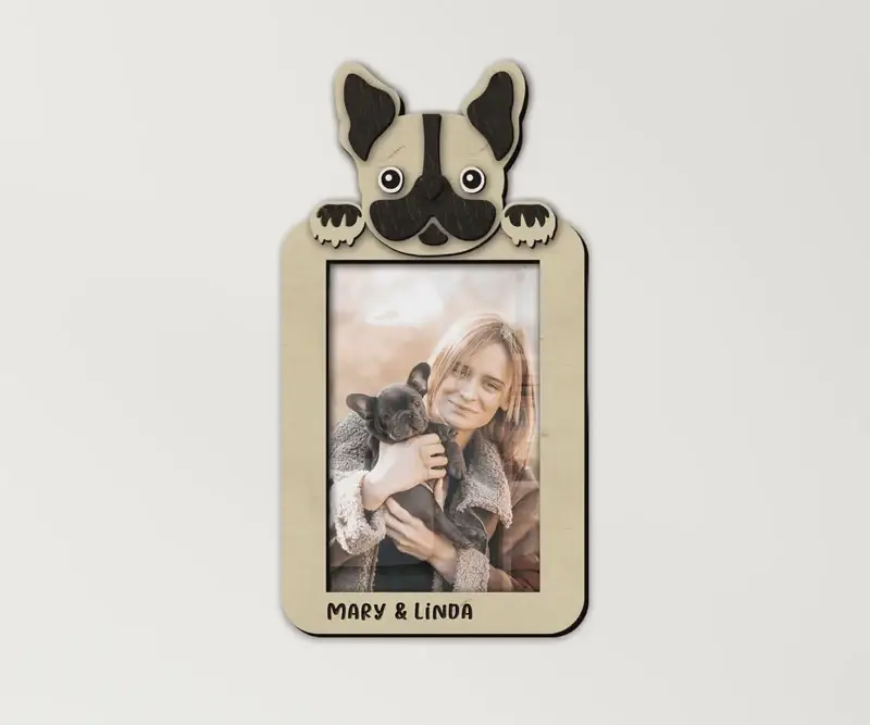 Фоторамка з французьким бульдогом персоналізована на 1 вертикальне фото Натуральний (dog_french_bulldog_vertical)