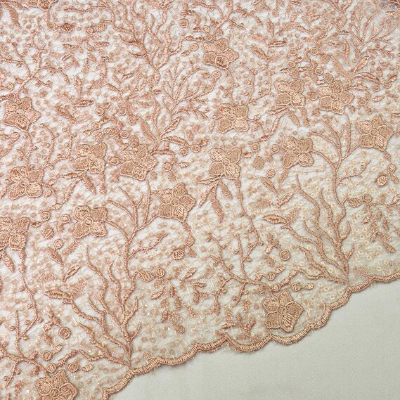 Ткань гипюр-пайетка IDEIA Соломия 1,3 м Пудровый (2200004180014)