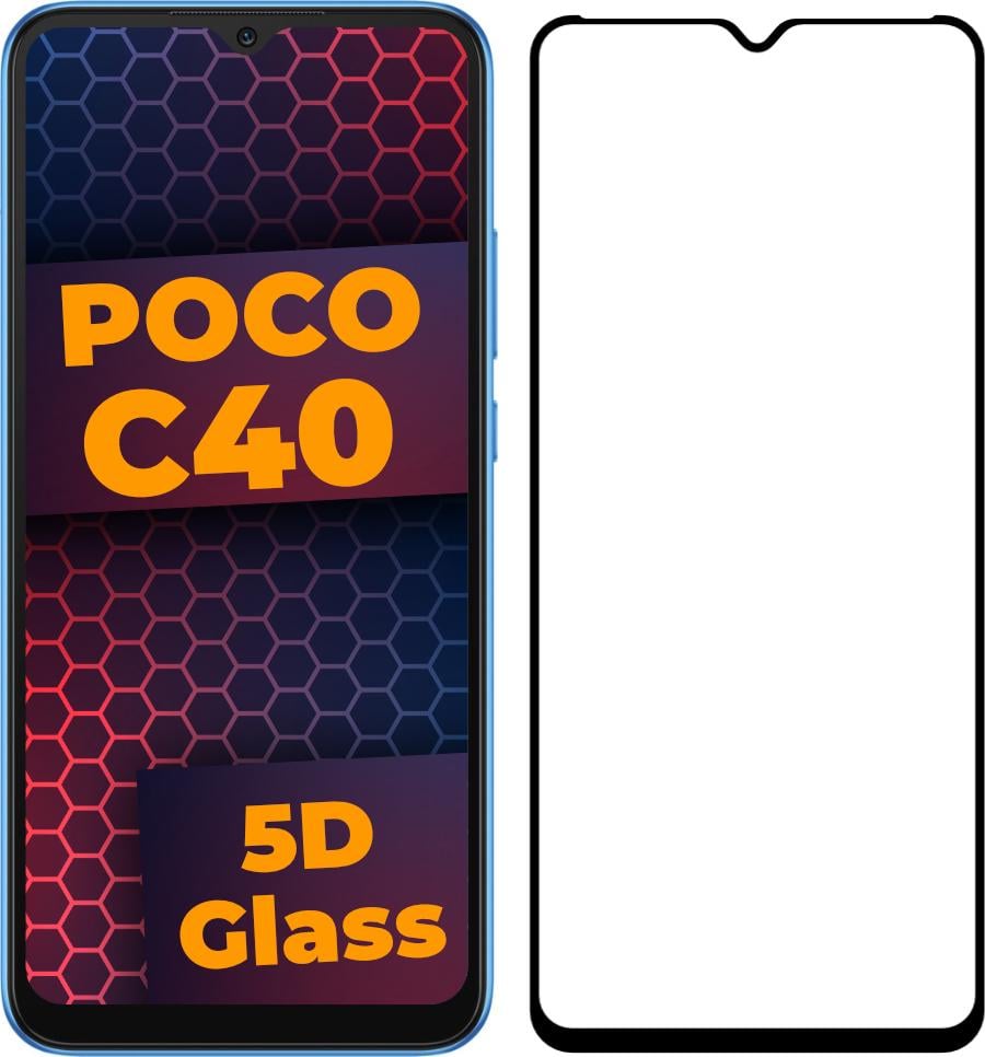 Скло 5D Xiaomi Poco C40 захисне Full Glue Black (30302) Скло 5D Xiaomi Poco C40 захисне Full Glue Black (30302)