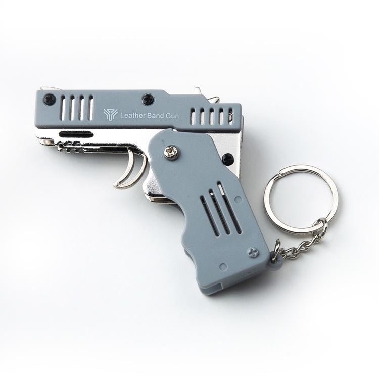 Пістолет-брелок складаний стріляє гумками Сірий (0162)