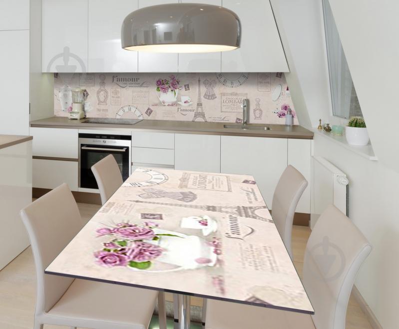 Наклейка 3Д виниловая на стол Zatarga «Завтрак в Париже» 600х1200 мм для домов, квартир, столов, кофейн, кафе