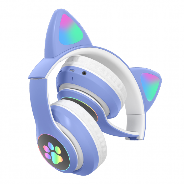 Наушники беспроводные STN-28 LED с кошачьими ушками Синий (TVST4) - фото 4