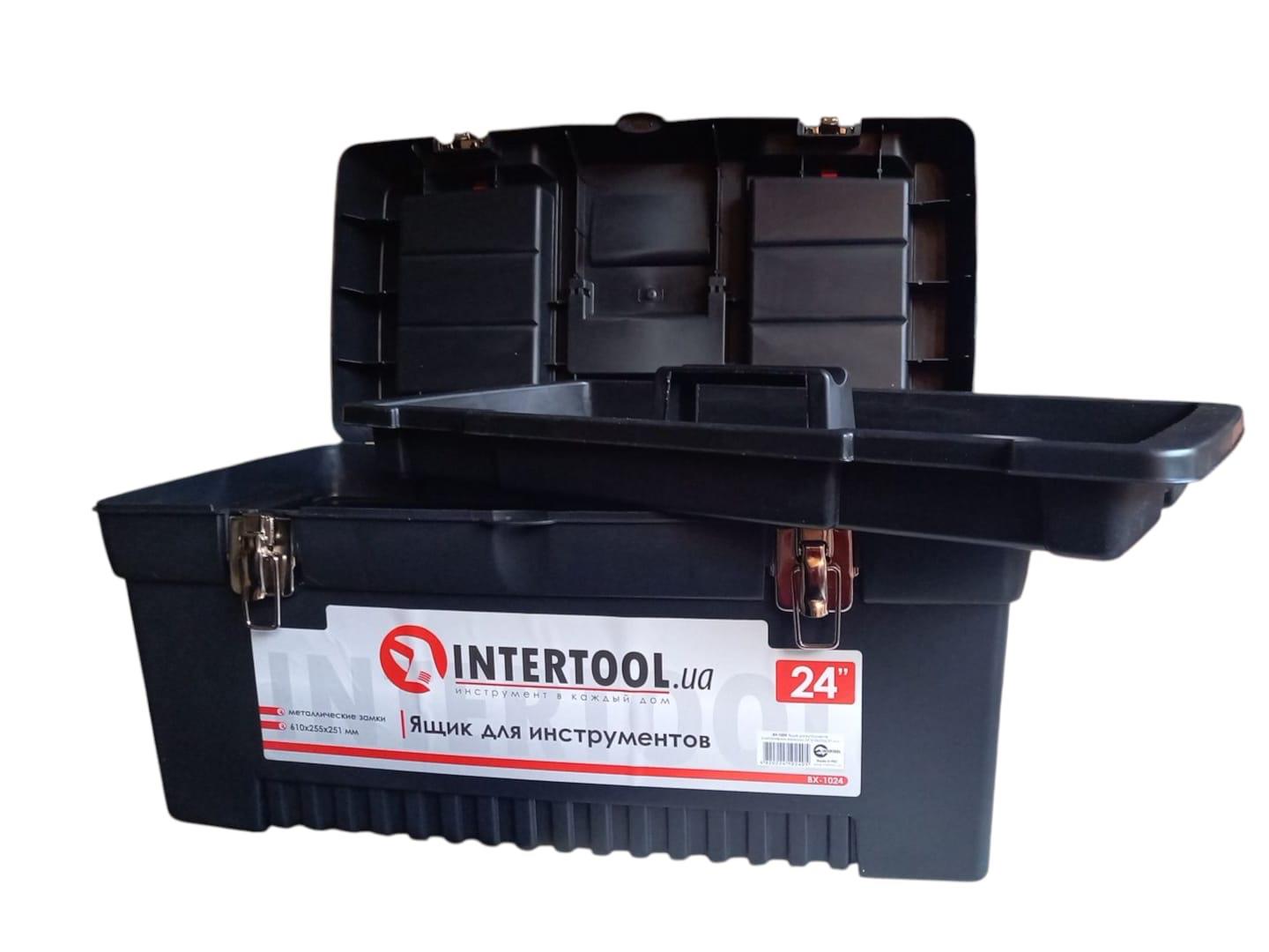 Ящик для инструментов с металлическими замками Intertool BX-1024 24" 610х255х251 мм (26447232) - фото 3