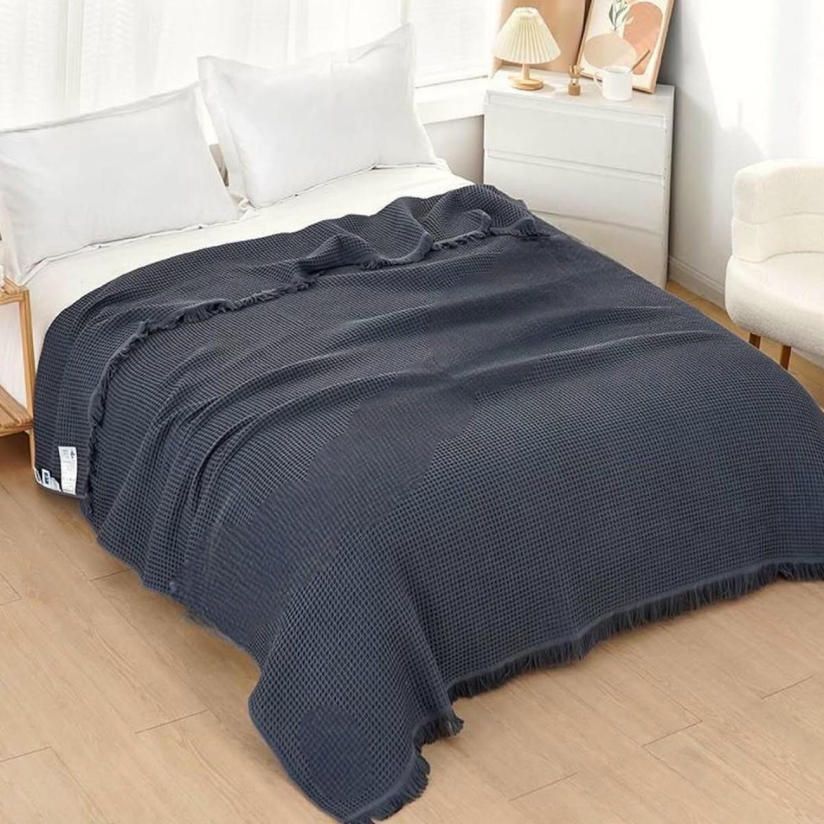 Покрывало вафельное Koloco евро 200х230 см Графитовый (41879)