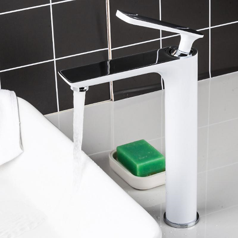 Смеситель высокий для умывальника Frap F1052-56 Белый/Хром (1037345) - фото 2 Смеситель высокий для умывальника Frap F1052-56 Белый/Хром (1037345) - фото 2