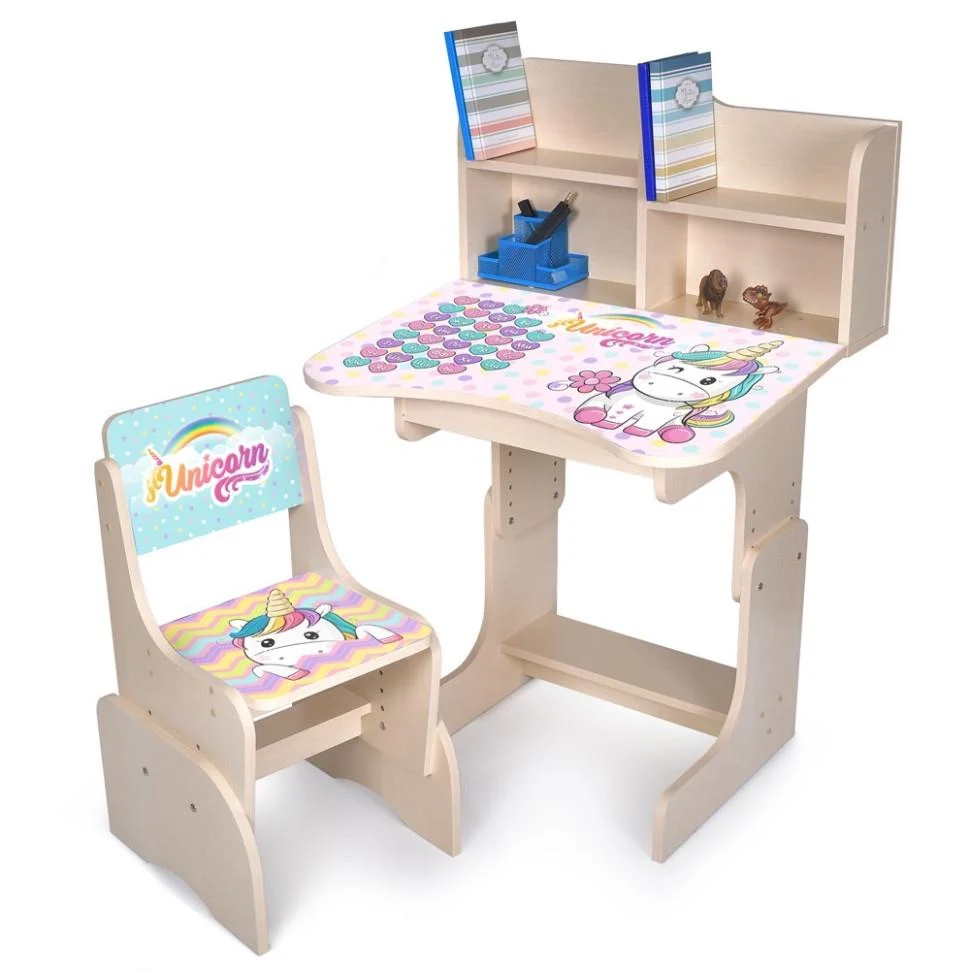 Парта-трансформер Bambi со стульчиком и надстройкой для девочек 56,5-67,5 см и ящиком Белый (KL-154-R-110)