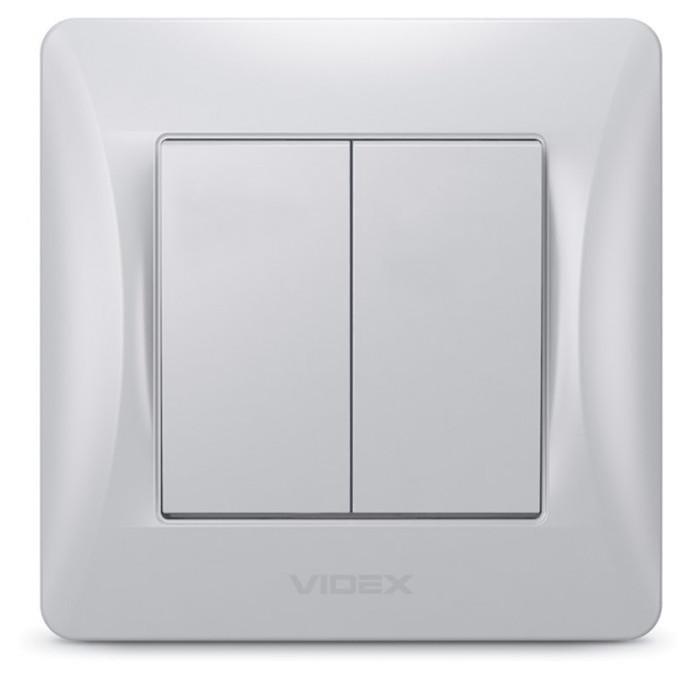 Вимикач двоклавішний Videx BINERA Срібний шовк (27549428)