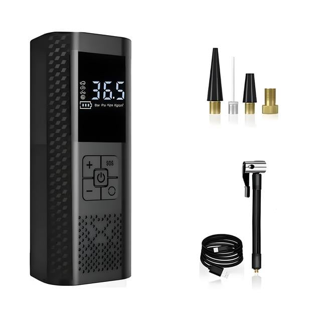 Насос автомобильный аккумуляторный AIR VC-029 60W Type-C с фонариком и переходниками