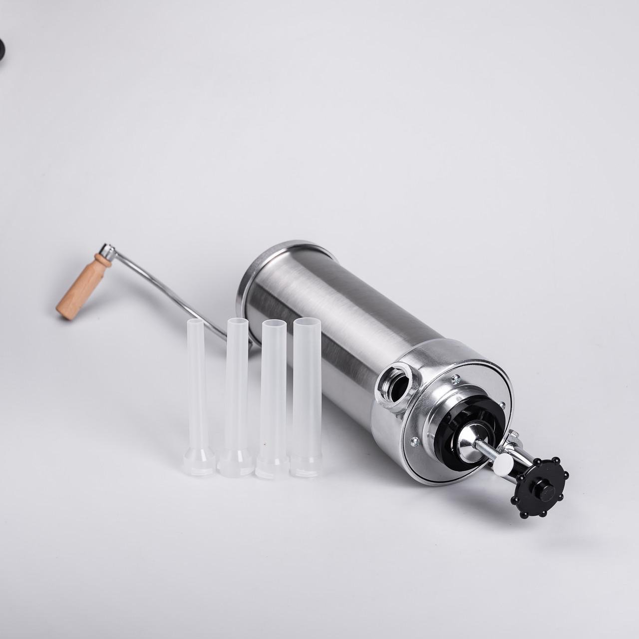 Шприц вертикальный для колбасы 2,5 л 4 насадки Сталь (16788-6)