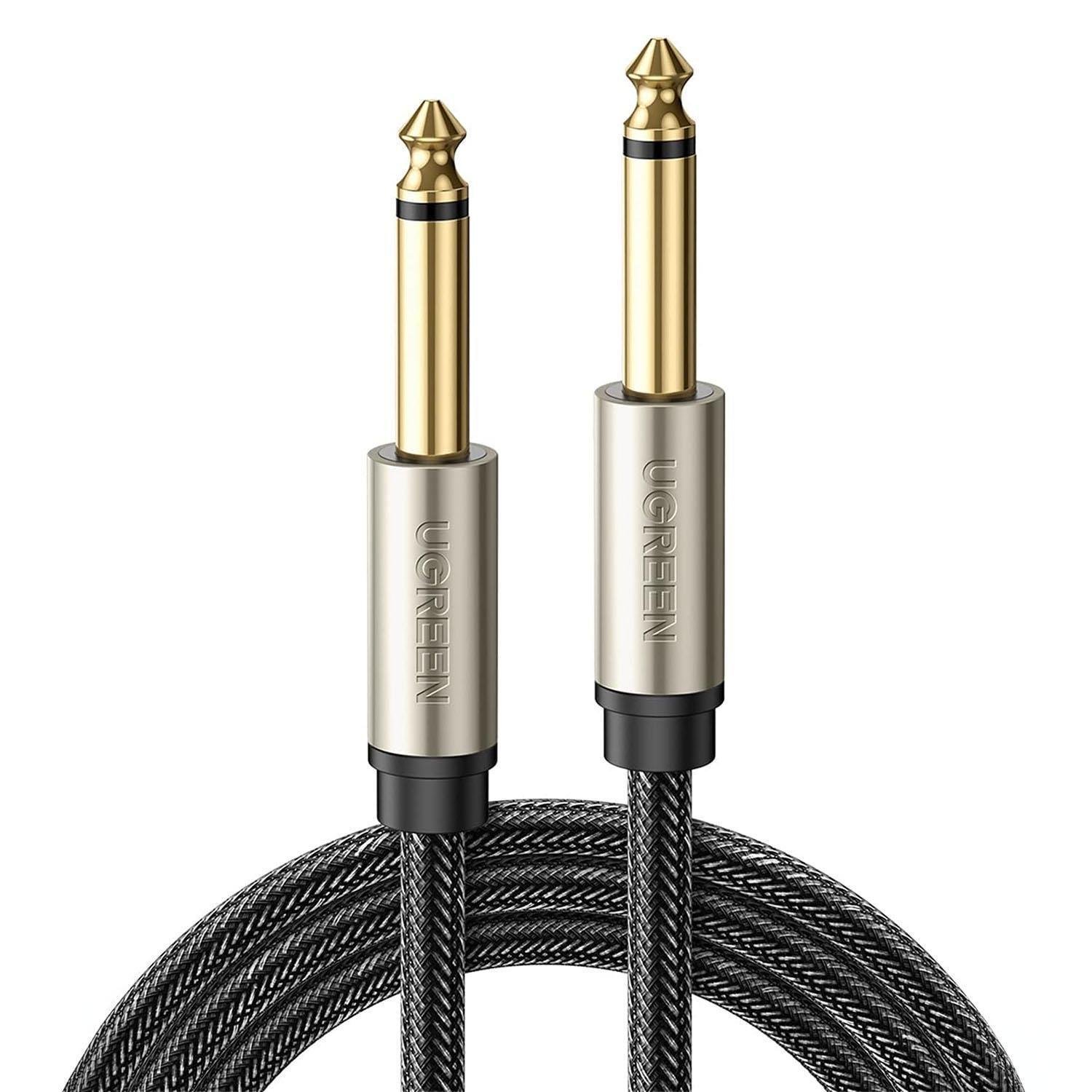 Кабель UGREEN 6.5 мм Jack-6.5 мм Jack HiFi Аудіо 6.35 мм AUX TS нейлонове обплетення 3 м Чорний (10639)