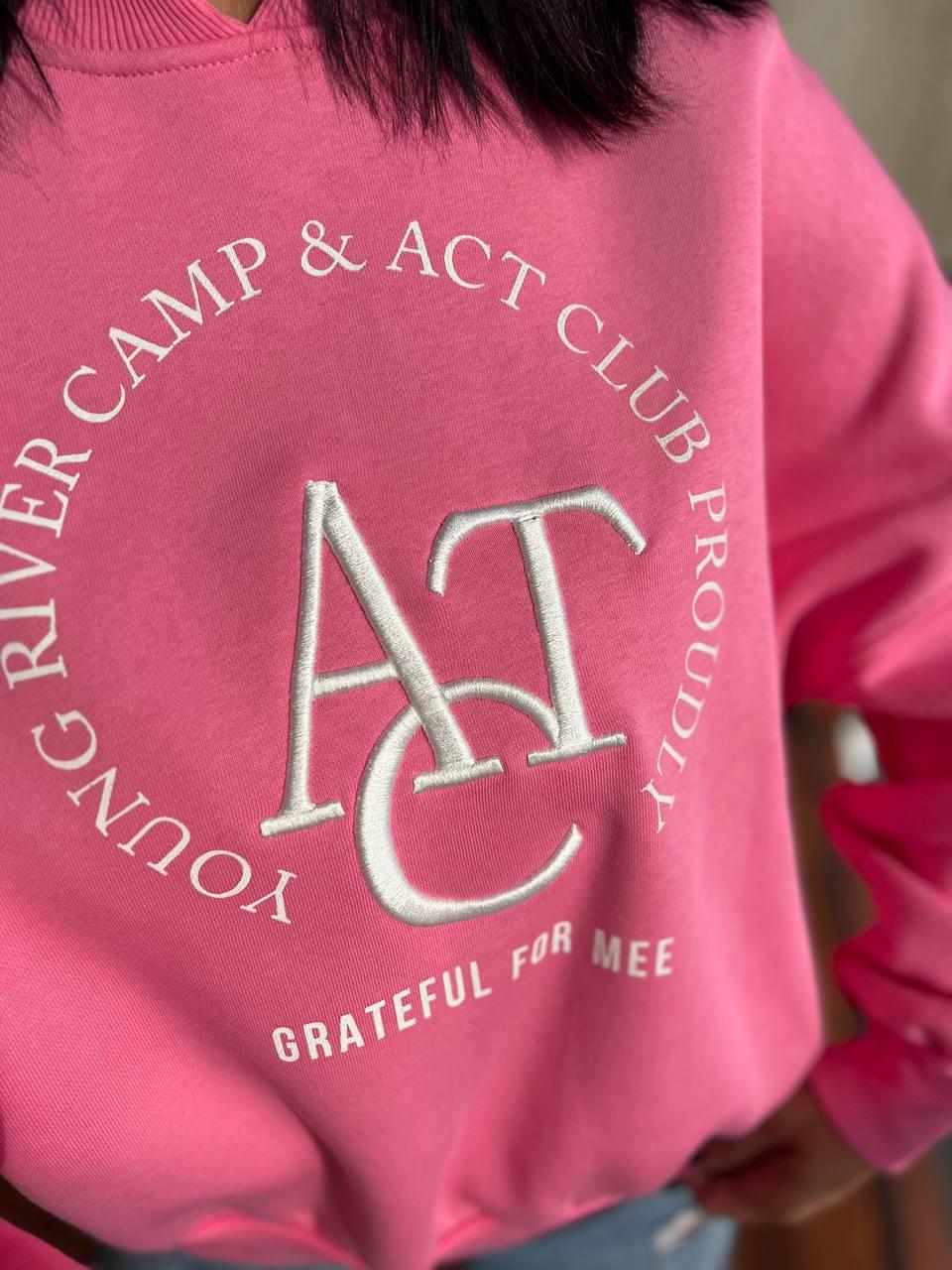 Світшот жіночий OLIVIA 2479 широкий утеплений вишивка OS Рожевий (1139) - фото 2