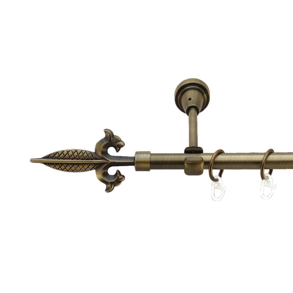 Карниз металевий Orvit Генуя однорядний відкритий/гладка труба/кільце металеве Антик 16 мм 160 см (3327872)