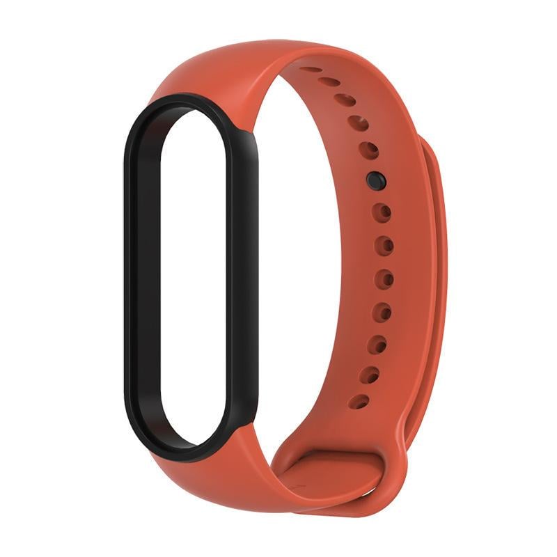 Ремешок для фитнес-браслетов Mijobs для Xiaomi Mi Band 5/6 силиконовый с рамкой Оранжевый/Черный (1011P)