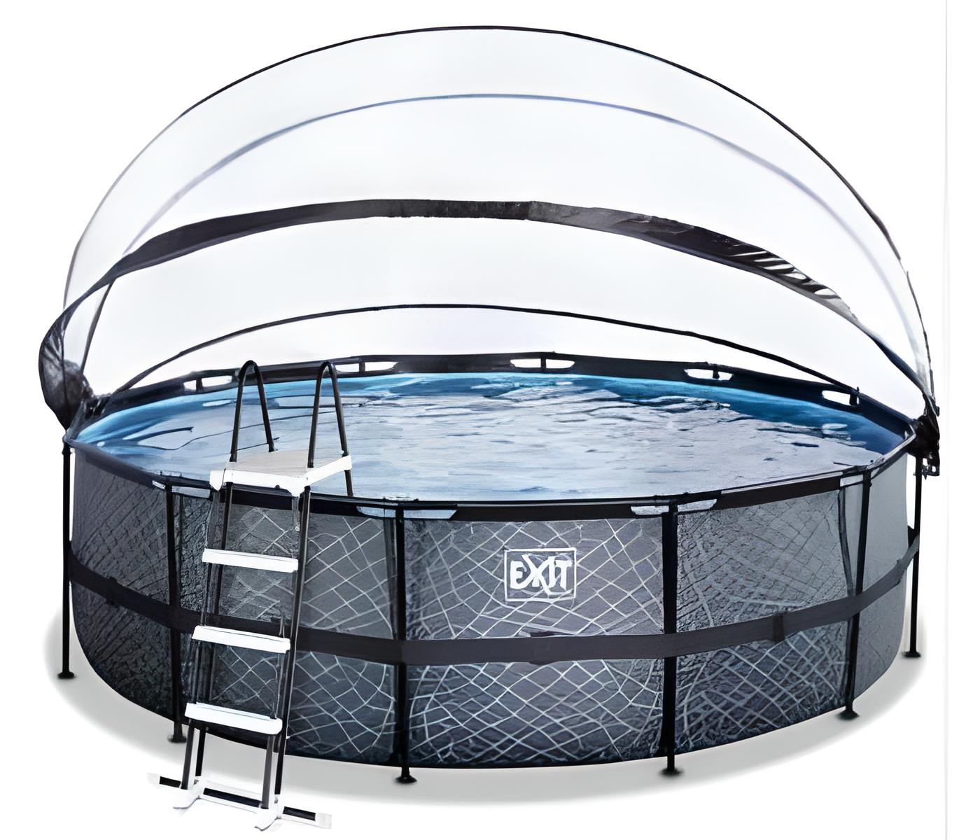 Бассейн с куполом Exit камень песочный фильтр 450х122 см Серый Бассейн с куполом Exit камень песочный фильтр 450х122 см Серый