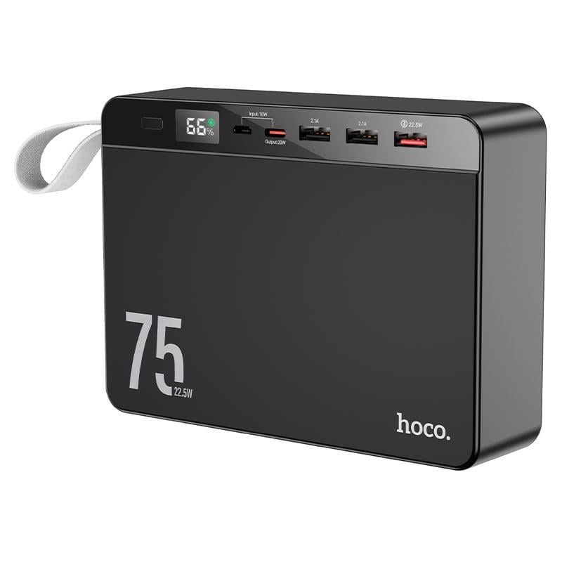 Повербанк Hoco J94 Overlord 75000 mAh 2USB/1Type-C PD 22,5W/3A QC/PD с быстрой зарядкой и ремешком Черный
