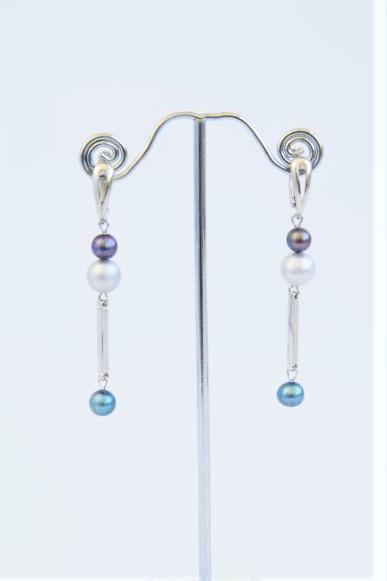 Сережки довгі родовані з натуральними перлами Елоїза ручна робота (ER-0094)