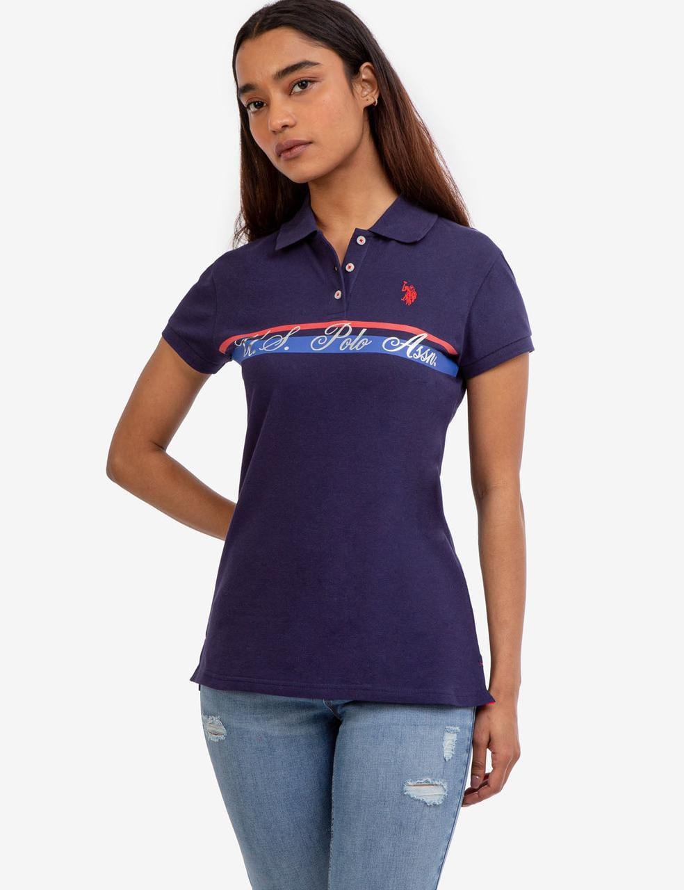 Поло женское US Polo ASSN FOIL USPA PRINT S Синий (2463299138134)
