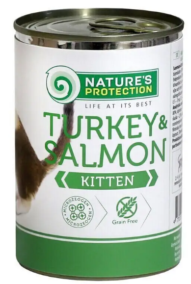 Консервы для молодых котят Natures protection Kitten Turkey and Salmon с индейкой и лососиной 400 г