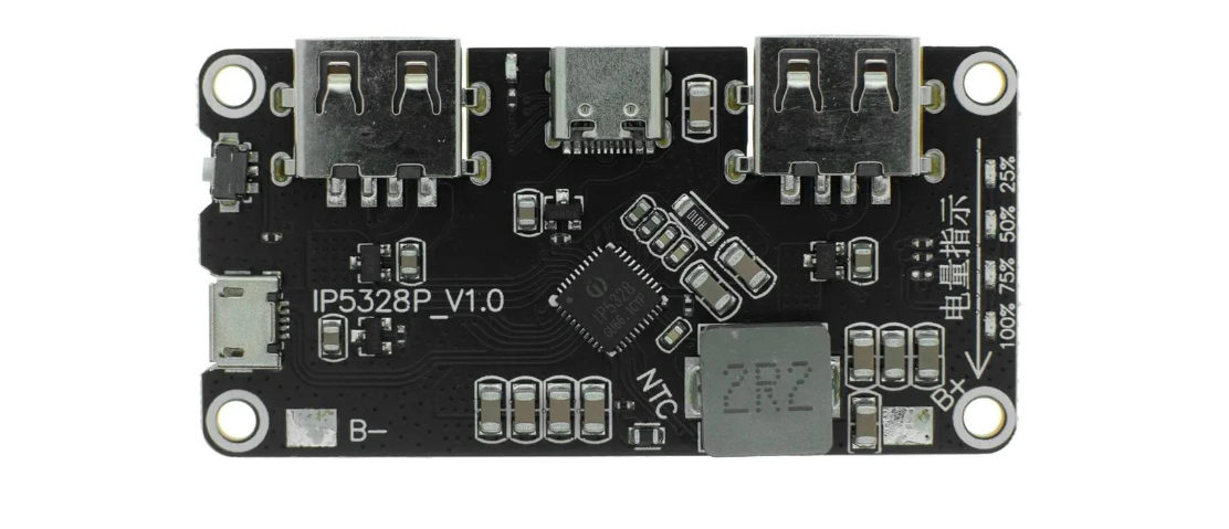 Плата для повербанка IP5328P 2хUSB-A/1хUSB-C/1хMicroUSB 20W для Li-ion/Li-pol аккумуляторов 18650 (00-00027448)